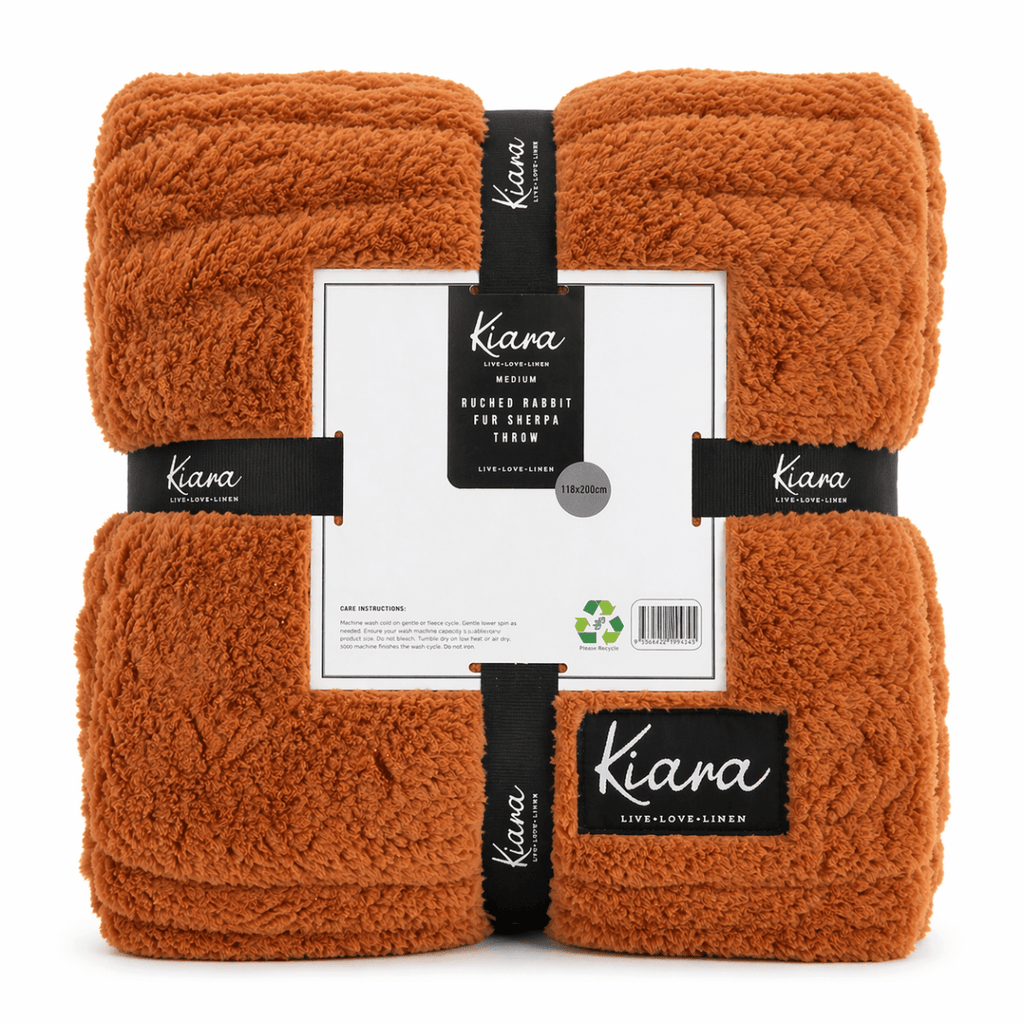 Kiara Ruched Rabbit Fur Sherpa Throw - 180 x 200 cm - Home Phase
