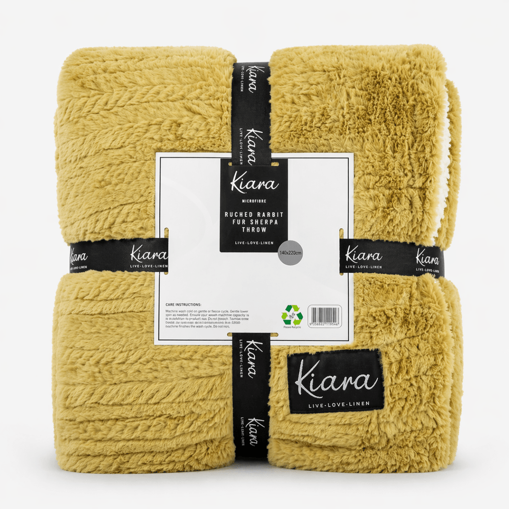 Kiara Ruched Rabbit Fur Sherpa Throw - 180 x 200 cm - Home Phase