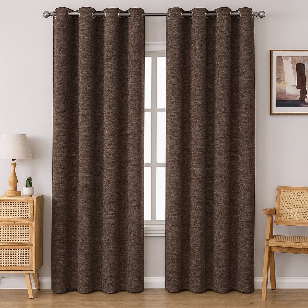 Kiara Self - Lined Chenille Eyelet Textured Curtain - 140 x 225 cm - Home Phase