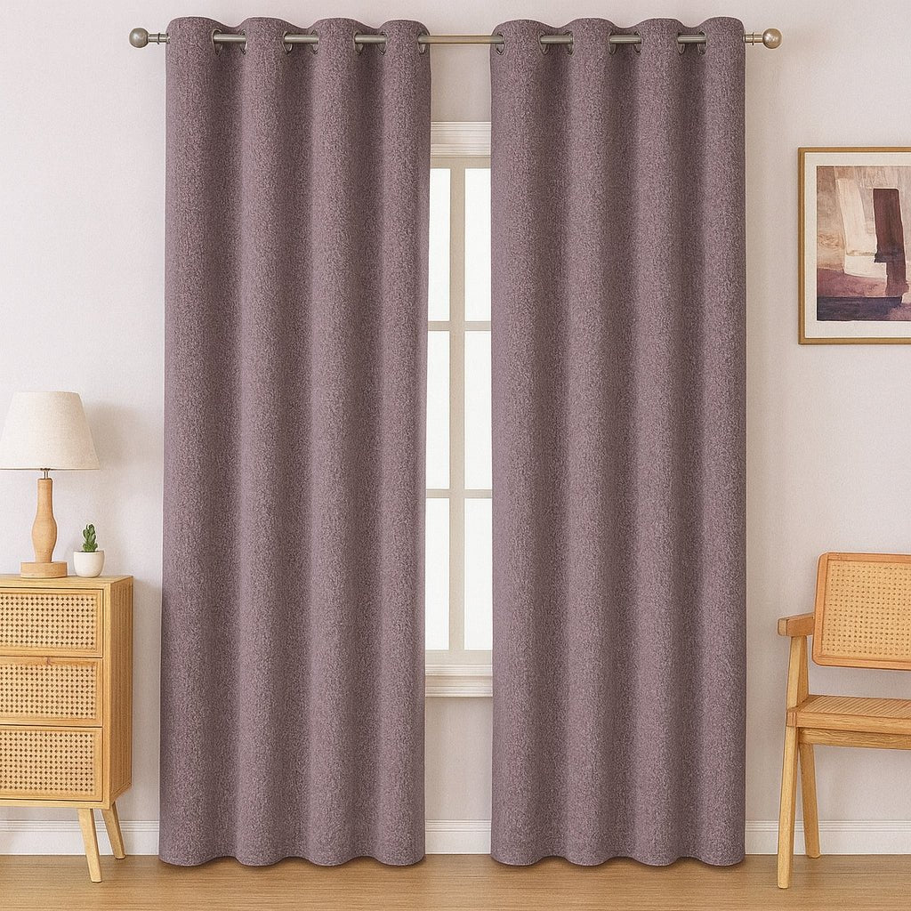 Kiara Self - Lined Chenille Eyelet Textured Curtain - 140 x 225 cm - Home Phase
