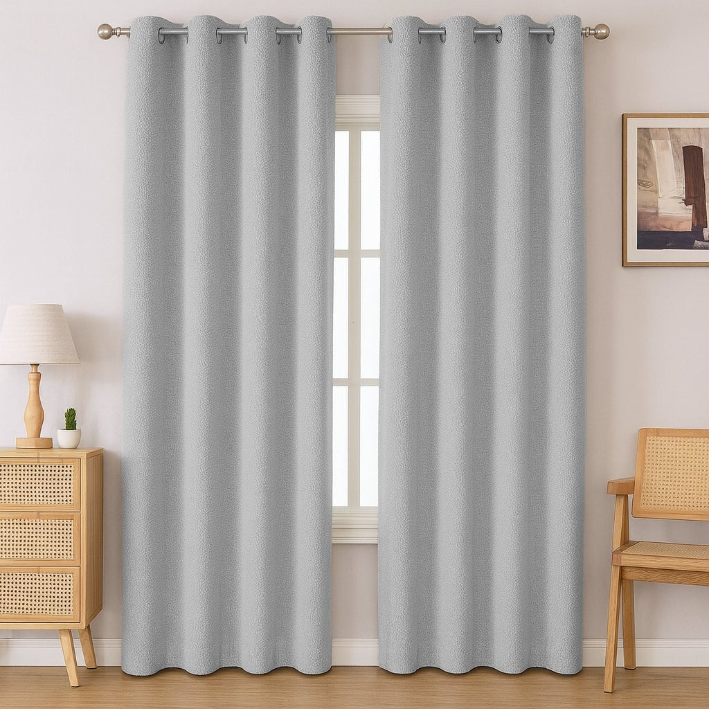 Kiara Self - Lined Chenille Eyelet Textured Curtain - 140 x 225 cm - Home Phase