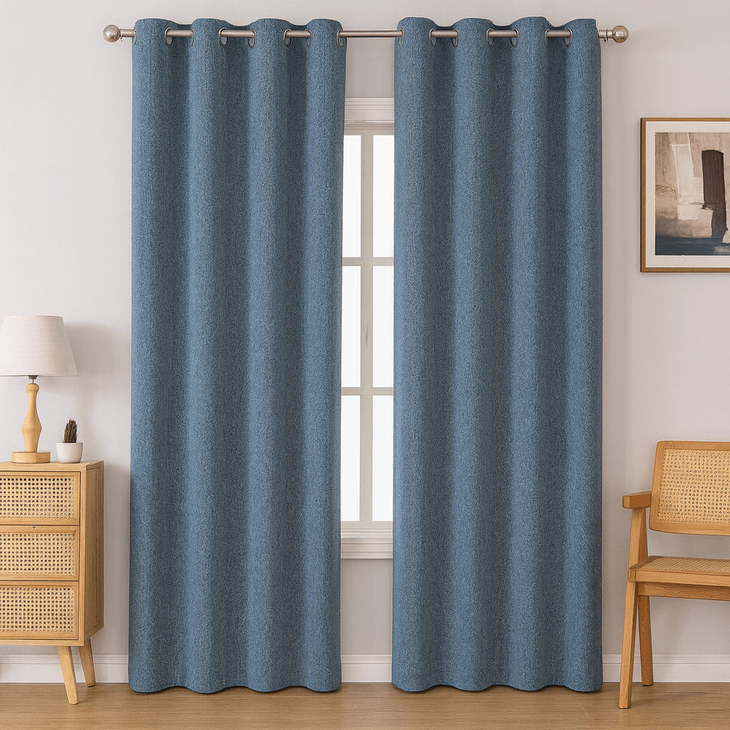 Kiara Self - Lined Chenille Eyelet Textured Curtain - 140 x 225 cm - Home Phase