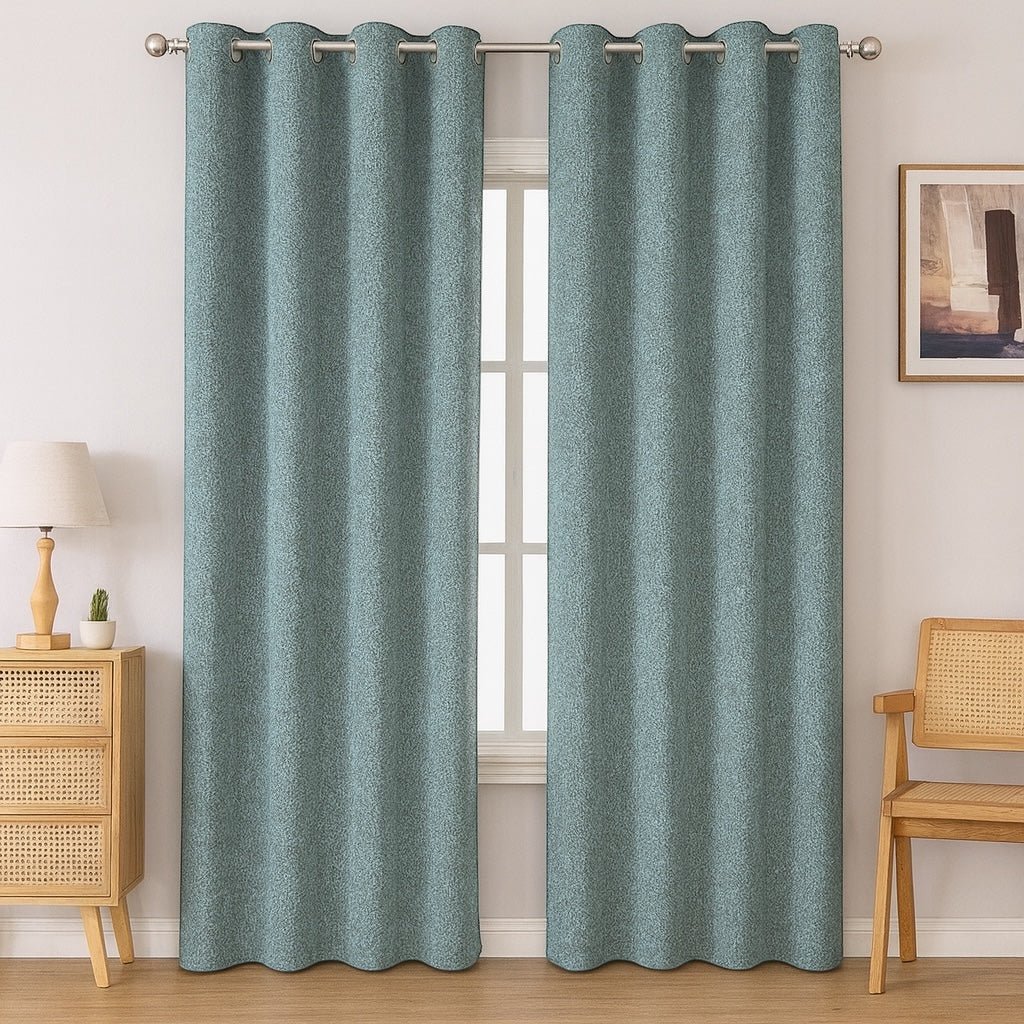Kiara Self - Lined Chenille Eyelet Textured Curtain - 140 x 225 cm - Home Phase
