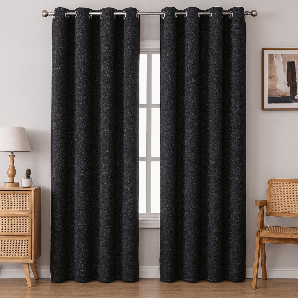 Kiara Self - Lined Chenille Eyelet Textured Curtain - 140 x 225 cm - Home Phase
