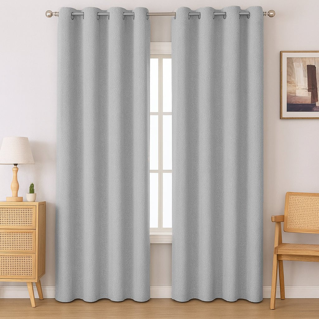 Kiara Self - Lined Chenille Eyelet Textured Curtain - 140 x 225 cm - Home Phase