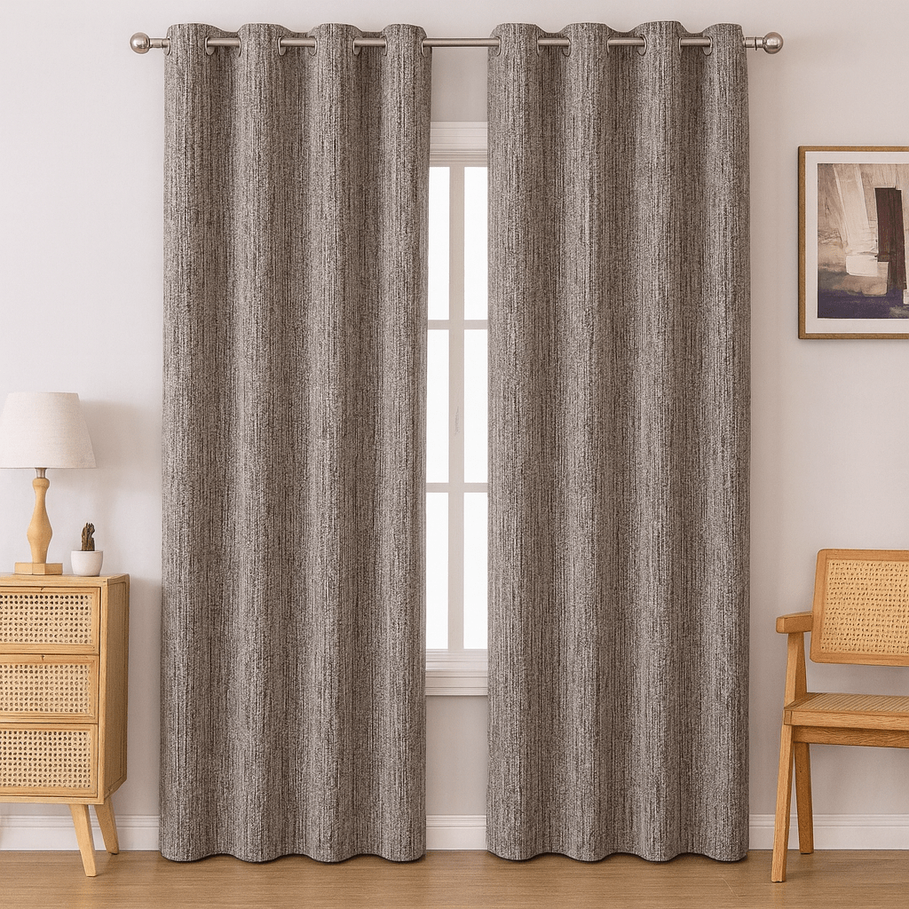 Kiara Self - Lined Chenille Eyelet Textured Curtain - 140 x 225 cm - Home Phase