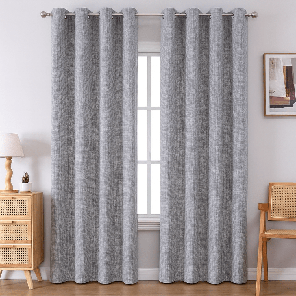 Kiara Self - Lined Chenille Eyelet Textured Curtain - 140 x 225 cm - Home Phase