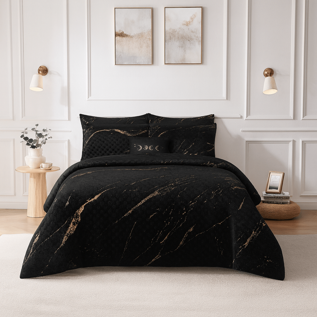 Kiara Ultrasonic Metallic Velvet Quilt - 270 x 250 cm - Super King - Home Phase