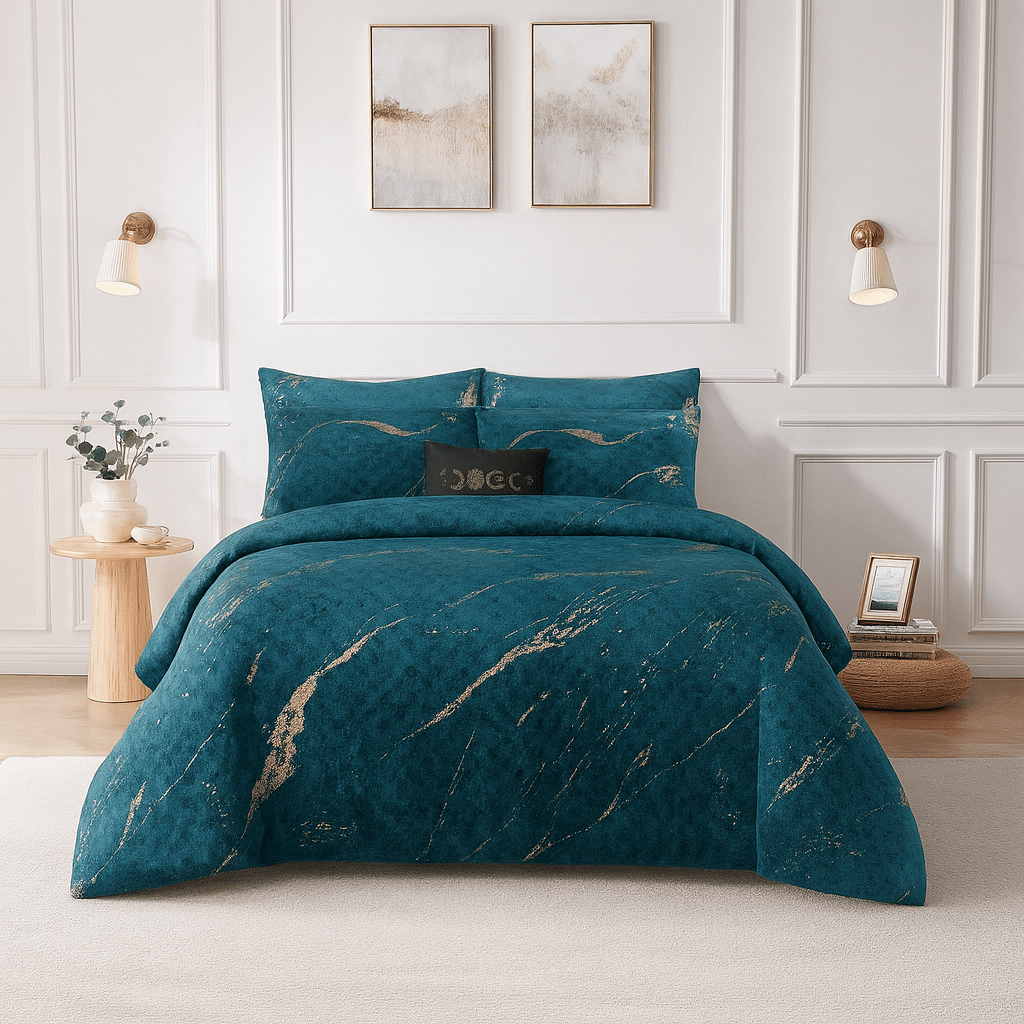 Kiara Ultrasonic Metallic Velvet Quilt - 270 x 250 cm - Super King - Home Phase