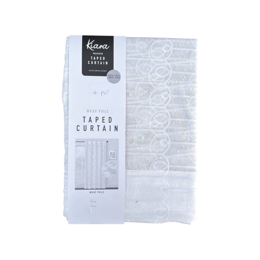 Kiara Wrap Voile Taped Curtain - 135 x 218 cm - Style Phase Home