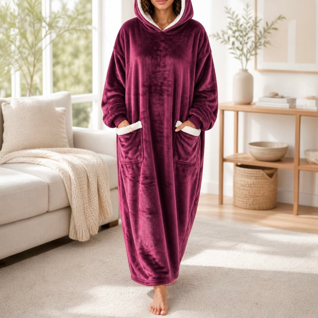 Long Oversized Plush Sherpa Blanket Hoodie - Home Phase
