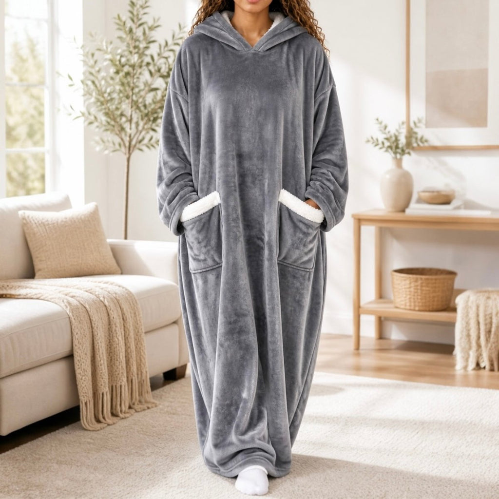 Long Oversized Plush Sherpa Blanket Hoodie - Home Phase
