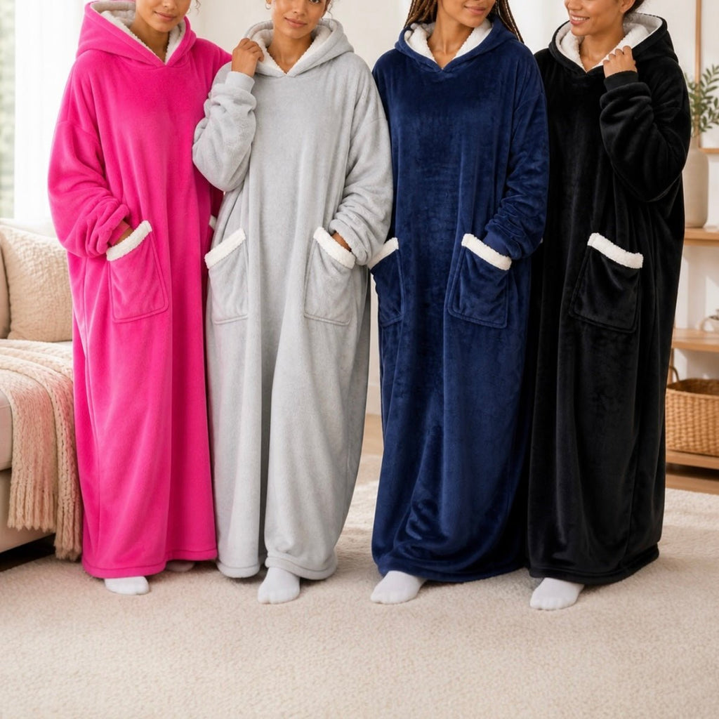 Long Oversized Plush Sherpa Blanket Hoodie - Home Phase