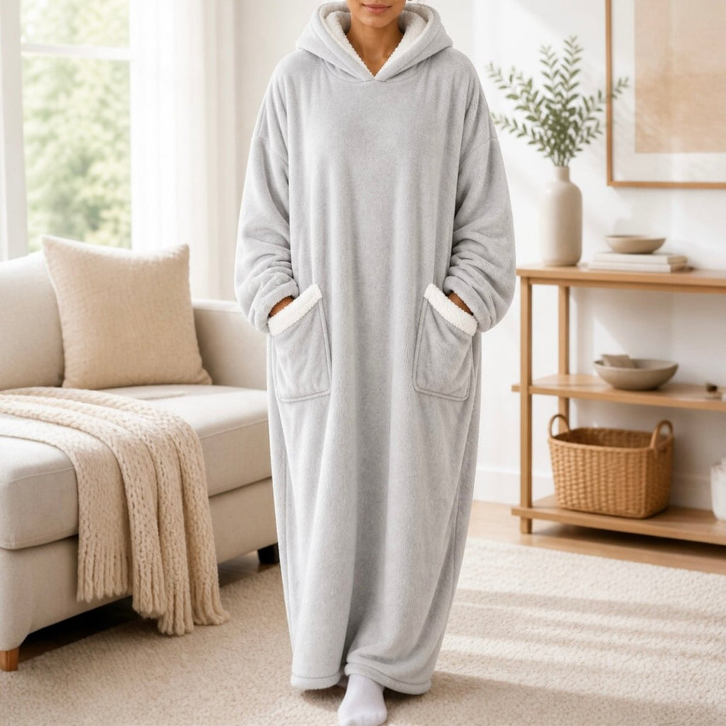 Long Oversized Plush Sherpa Blanket Hoodie - Home Phase