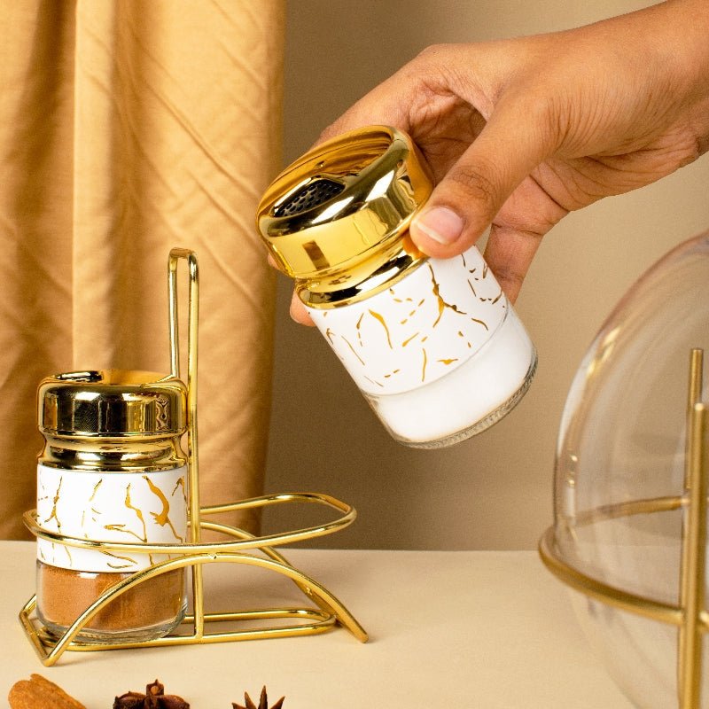 Lux Gold & Marble Glass Spice Bottle - Style Phase Home