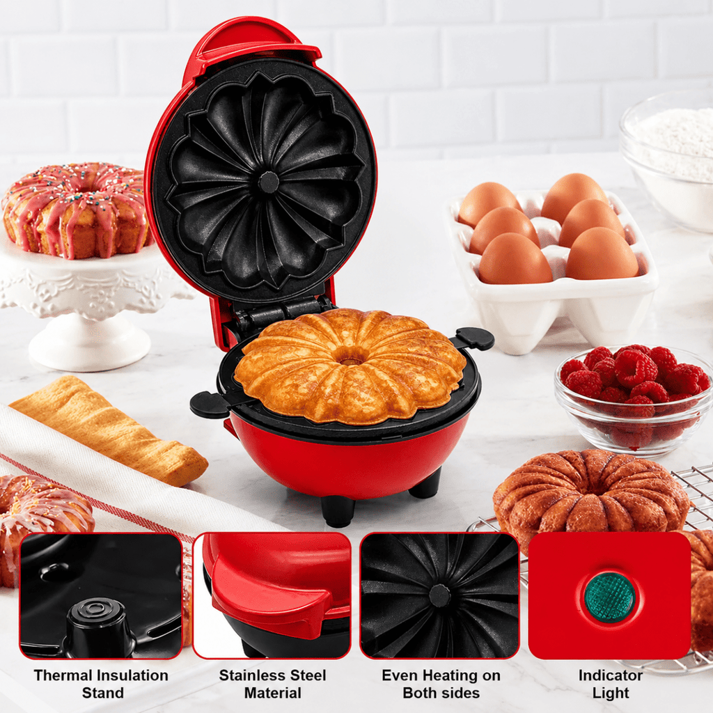Mini Bundt Cake Maker - Red - Home Phase