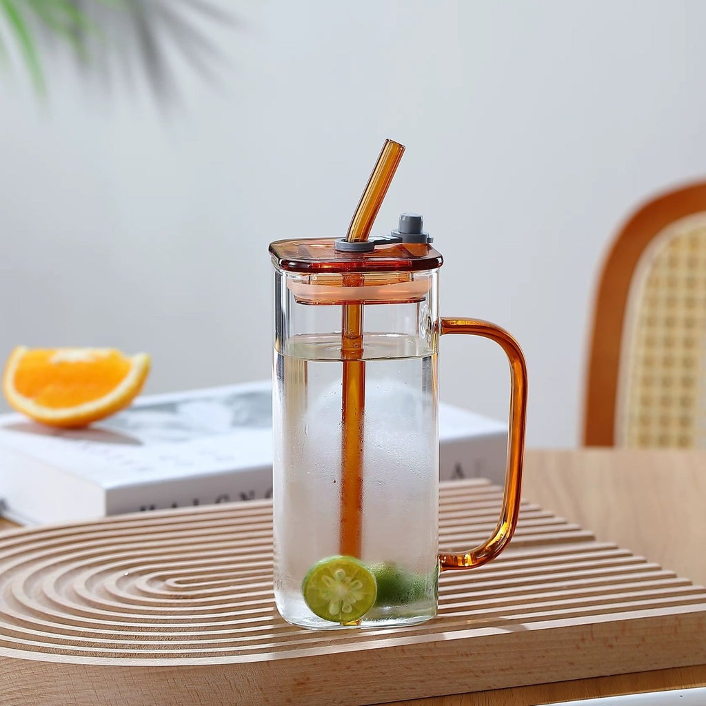 Minimalistic Glass Mug With Lid & Straw - 400 ml - Style Phase Home