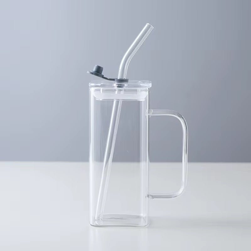 Minimalistic Glass Mug With Lid & Straw - 400 ml - Style Phase Home