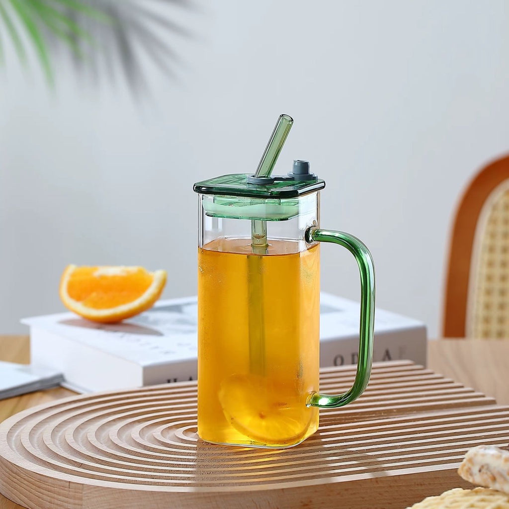 Minimalistic Glass Mug With Lid & Straw - 400 ml - Style Phase Home