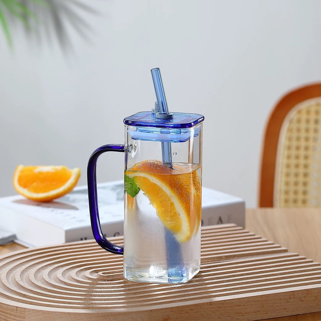 Minimalistic Glass Mug With Lid & Straw - 400 ml - Style Phase Home