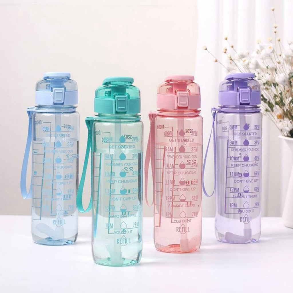 Motivational Transparent Water Bottle - 1 Litre - Style Phase Home