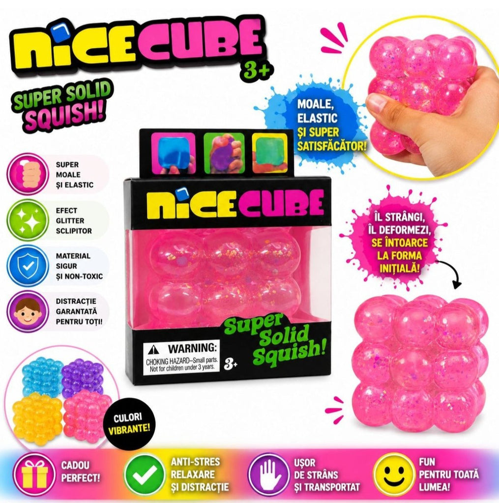 Needo Bubble Glitter Cube Squishy - Home Phase