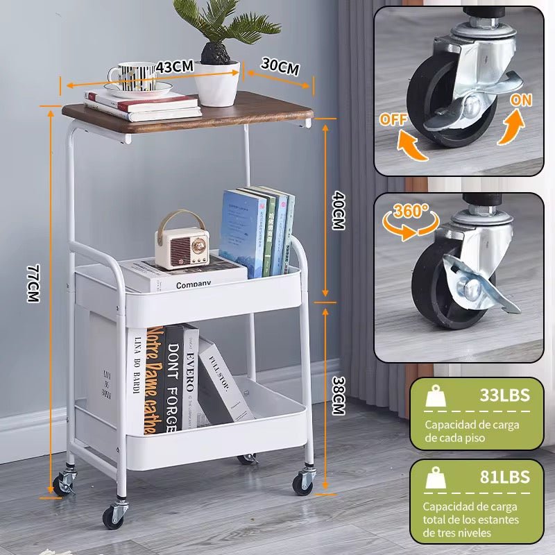 Nordic Multinational Metal Storage Trolley & Table - Home Phase