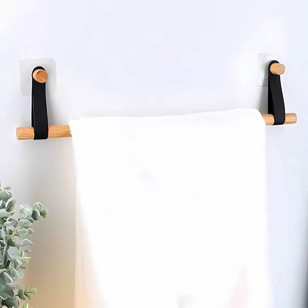 Nordic Wooden Adhesive Towel Rack - 50 cm - Style Phase Home