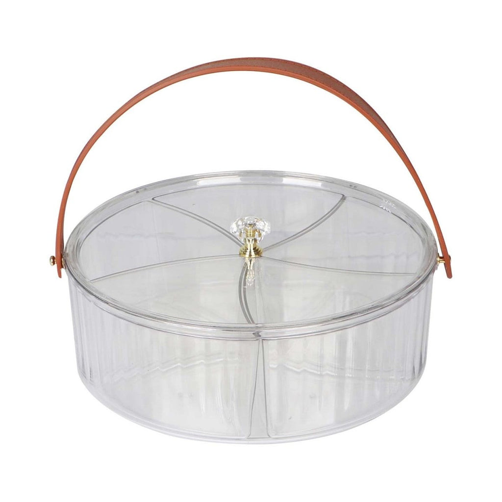 Pet Snack Box With Leather Handle, Lid & Compartments - Home Phase