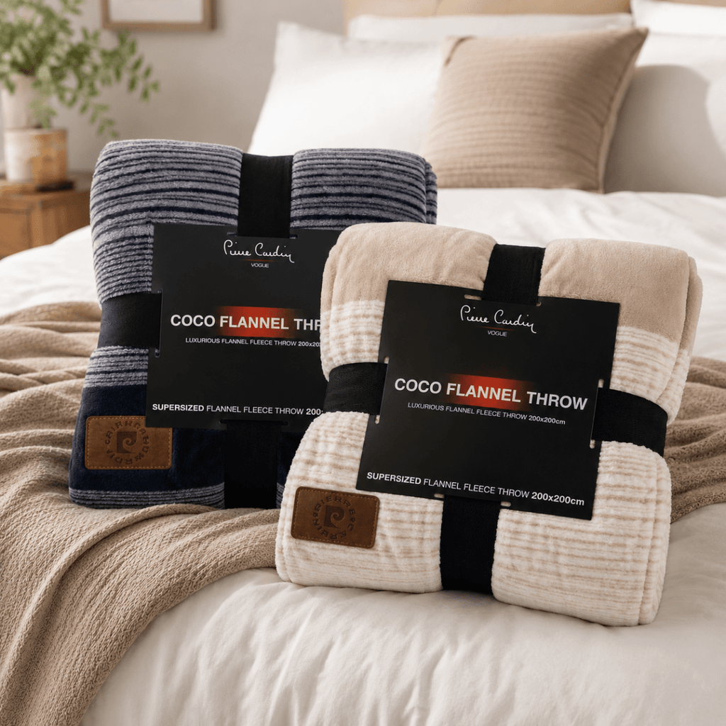 Pierre Cardin Coco Flannel Fleece Throw - 200 x 200 cm - Home Phase
