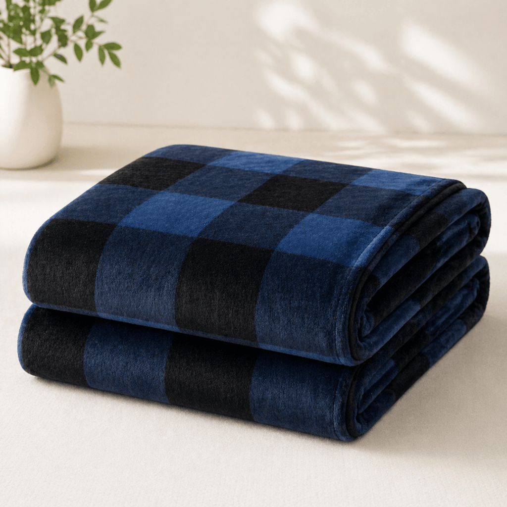 Pierre Cardin Highland Check Plush Blanket - 220 x 200 cm - Home Phase