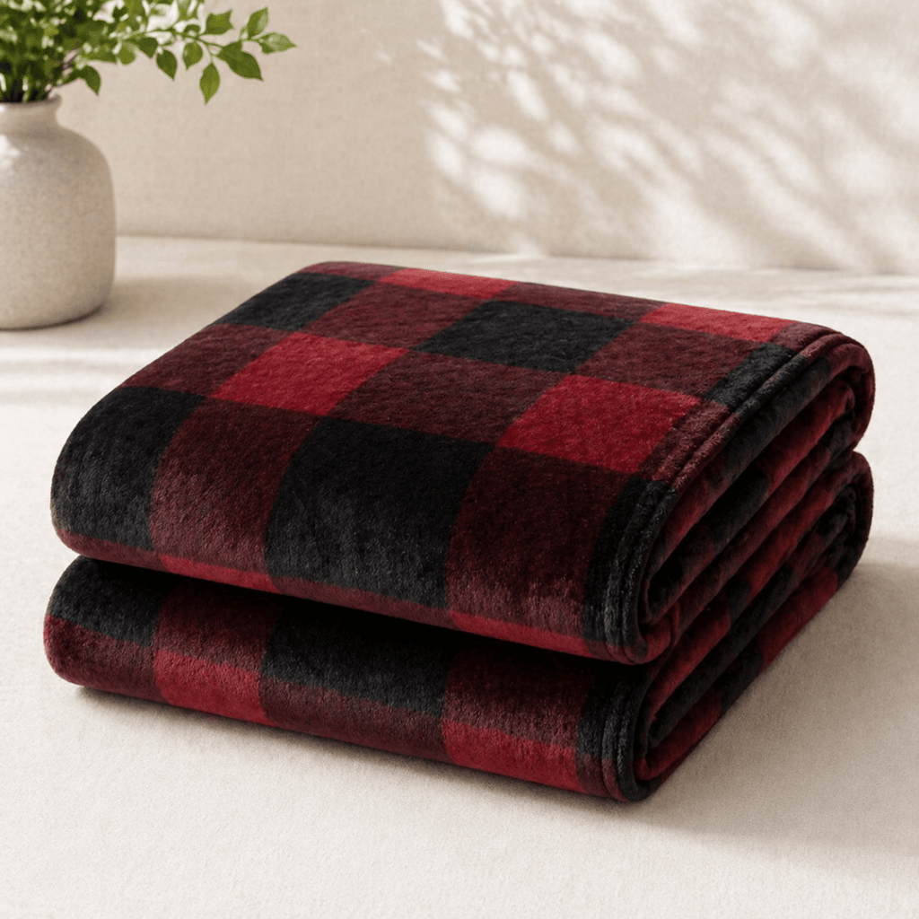Pierre Cardin Highland Check Plush Blanket - 220 x 200 cm - Home Phase