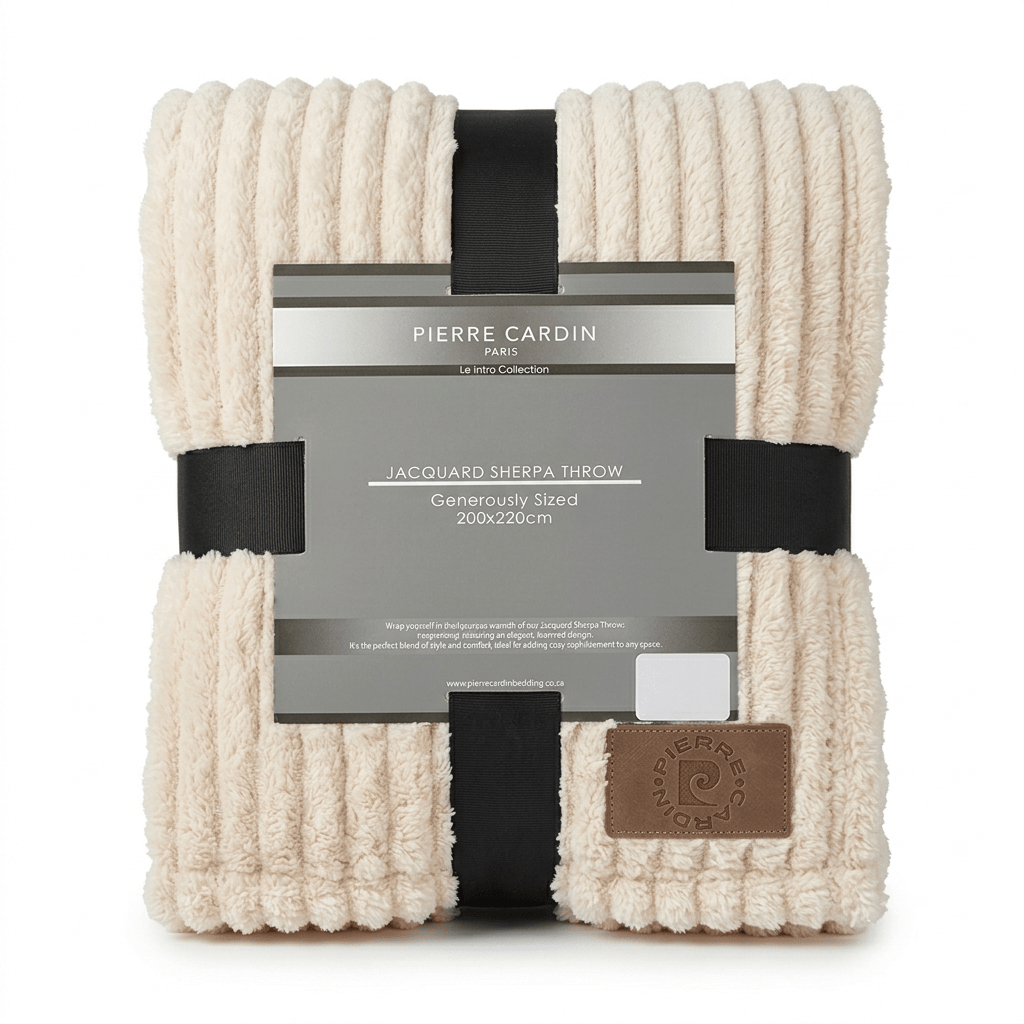 Pierre Cardin Jacquard Sherpa Throw - 200 x 220 cm - Home Phase