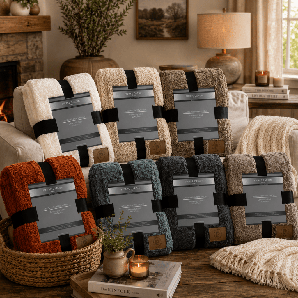 Pierre Cardin Jacquard Sherpa Throw - 200 x 220 cm - Home Phase