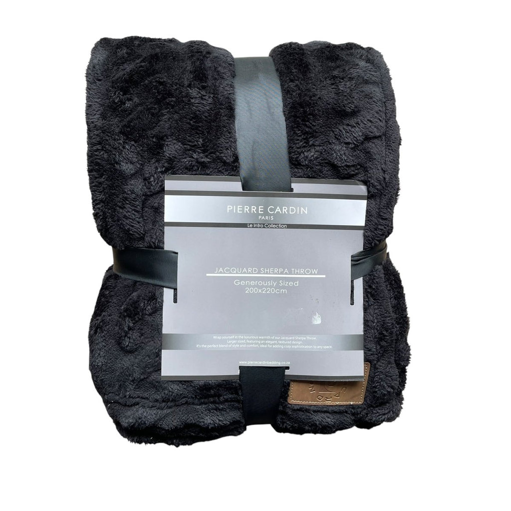 Pierre Cardin Jacquard Sherpa Throw - 200 x 220 cm - Queen - Style Phase Home