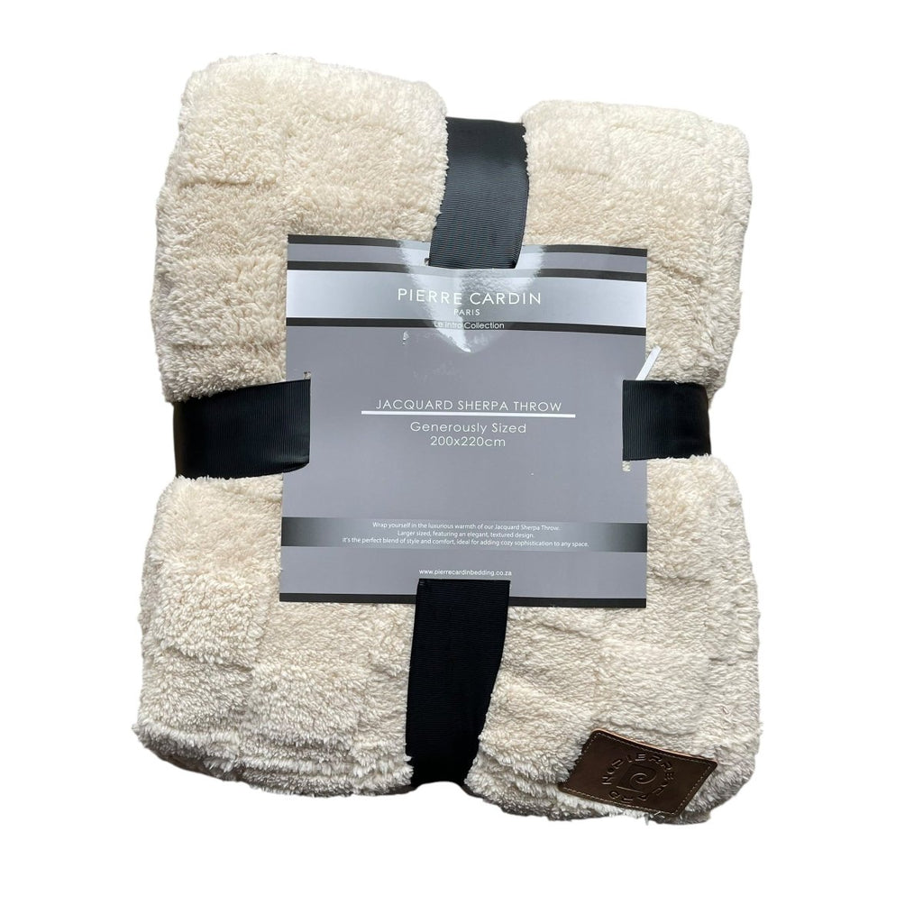Pierre Cardin Jacquard Sherpa Throw - 200 x 220 cm - Queen - Style Phase Home
