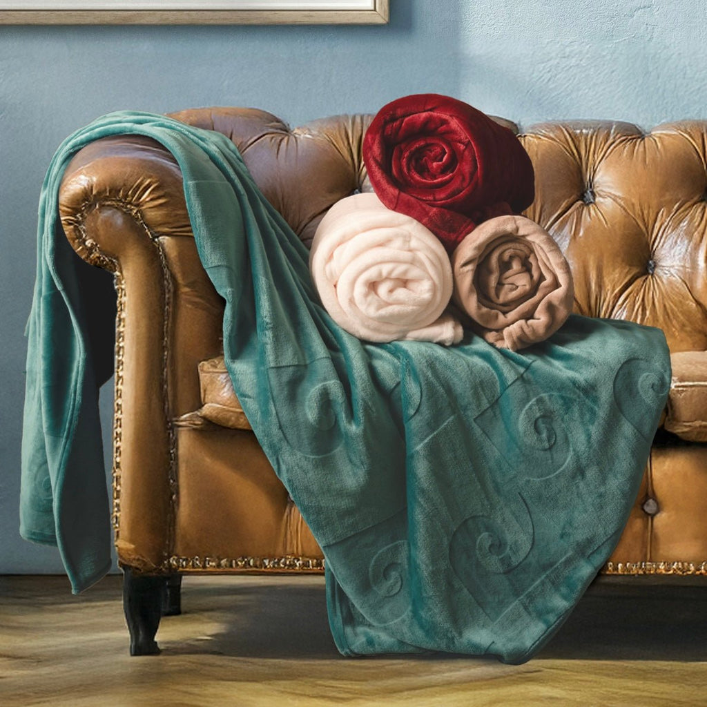 Pierre Cardin Luxury Embossed Flannel Throw - 180 x 200 cm - Style Phase Home