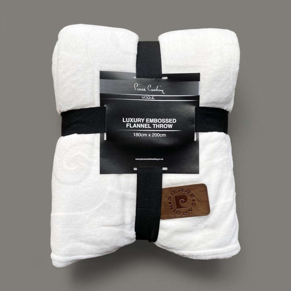 Pierre Cardin Luxury Embossed Flannel Throw - 180 x 200 cm - Style Phase Home