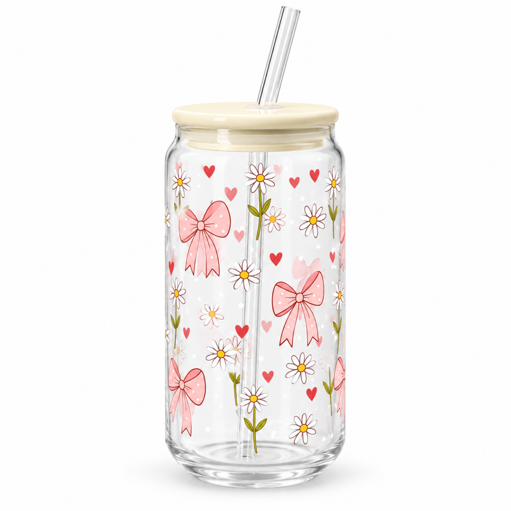 Printed Floral Can Glass - 500ml - Home Phase