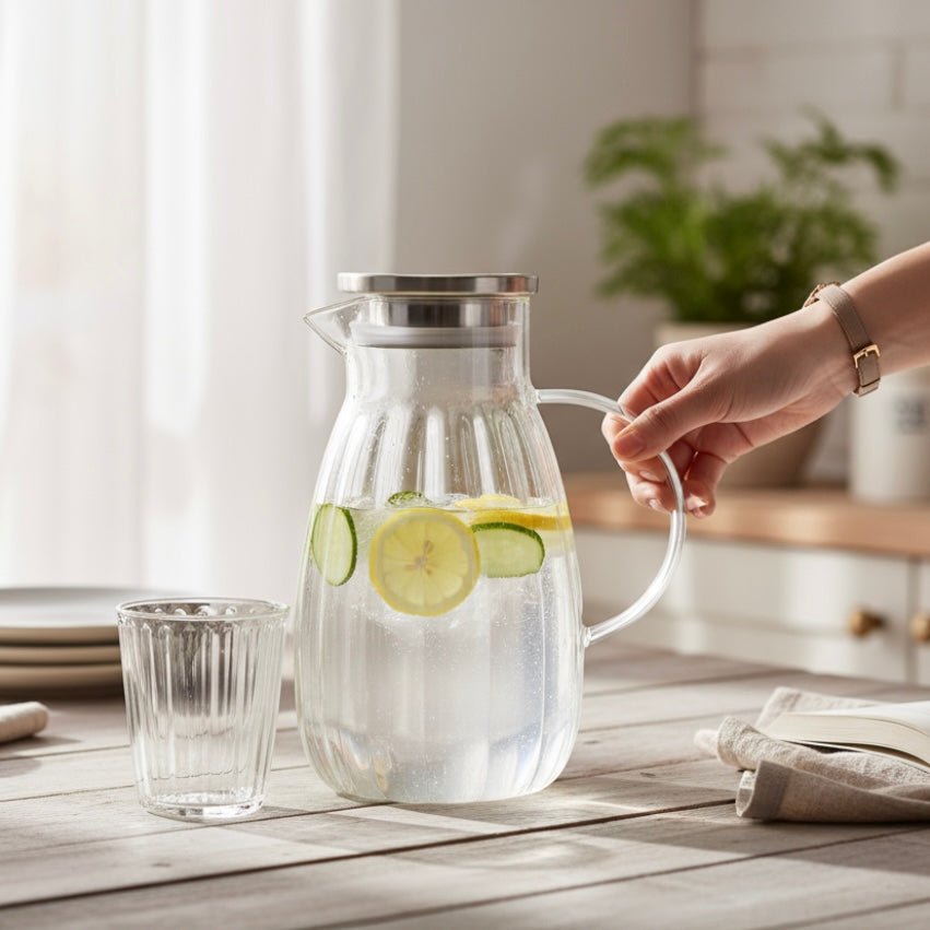 Ribbed Borosilicate Glass Tea Pot - 1.8 L - Home Phase