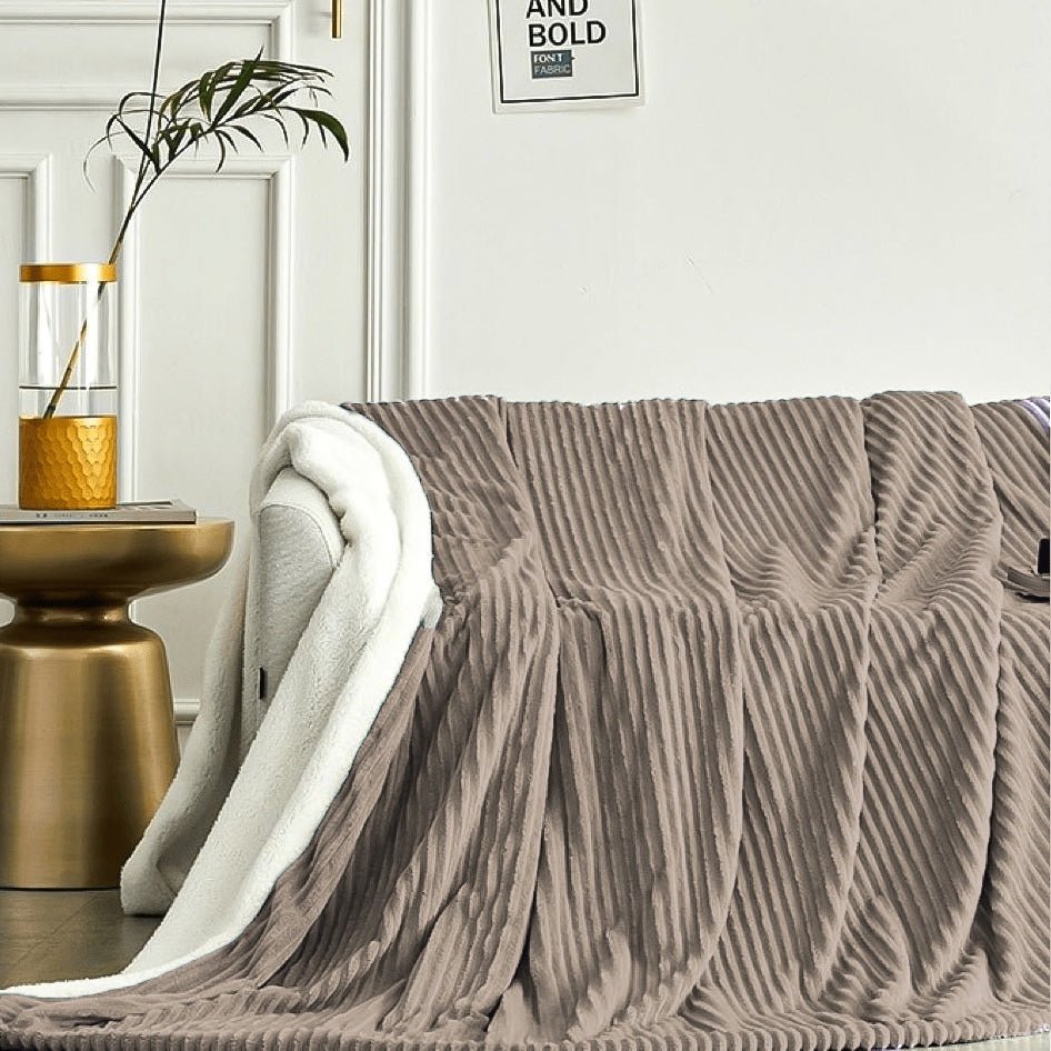 Ribbed Sherpa Throw - 200 x 220cm - Home Phase