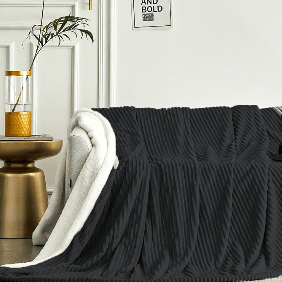 Ribbed Sherpa Throw - 200 x 220cm - Style Phase Home