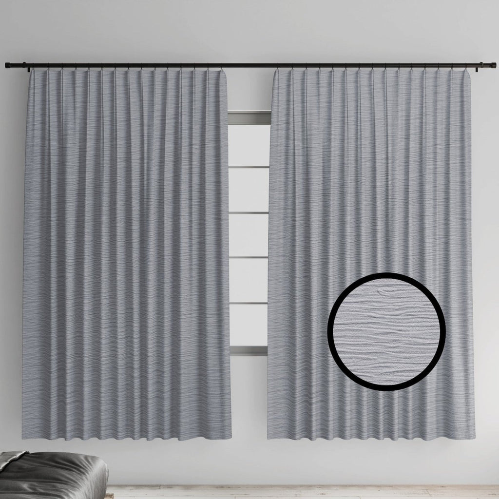 Ribbed Taped Linen Eyelet Curtain - 230 x 218 cm - Style Phase Home