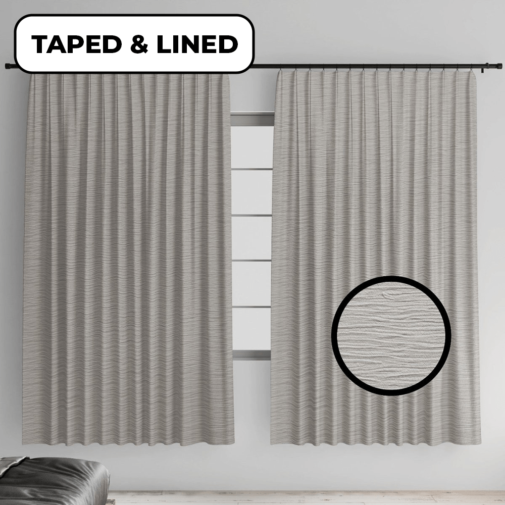 Ribbed Taped Linen Eyelet Curtain - 230 x 218 cm - Style Phase Home
