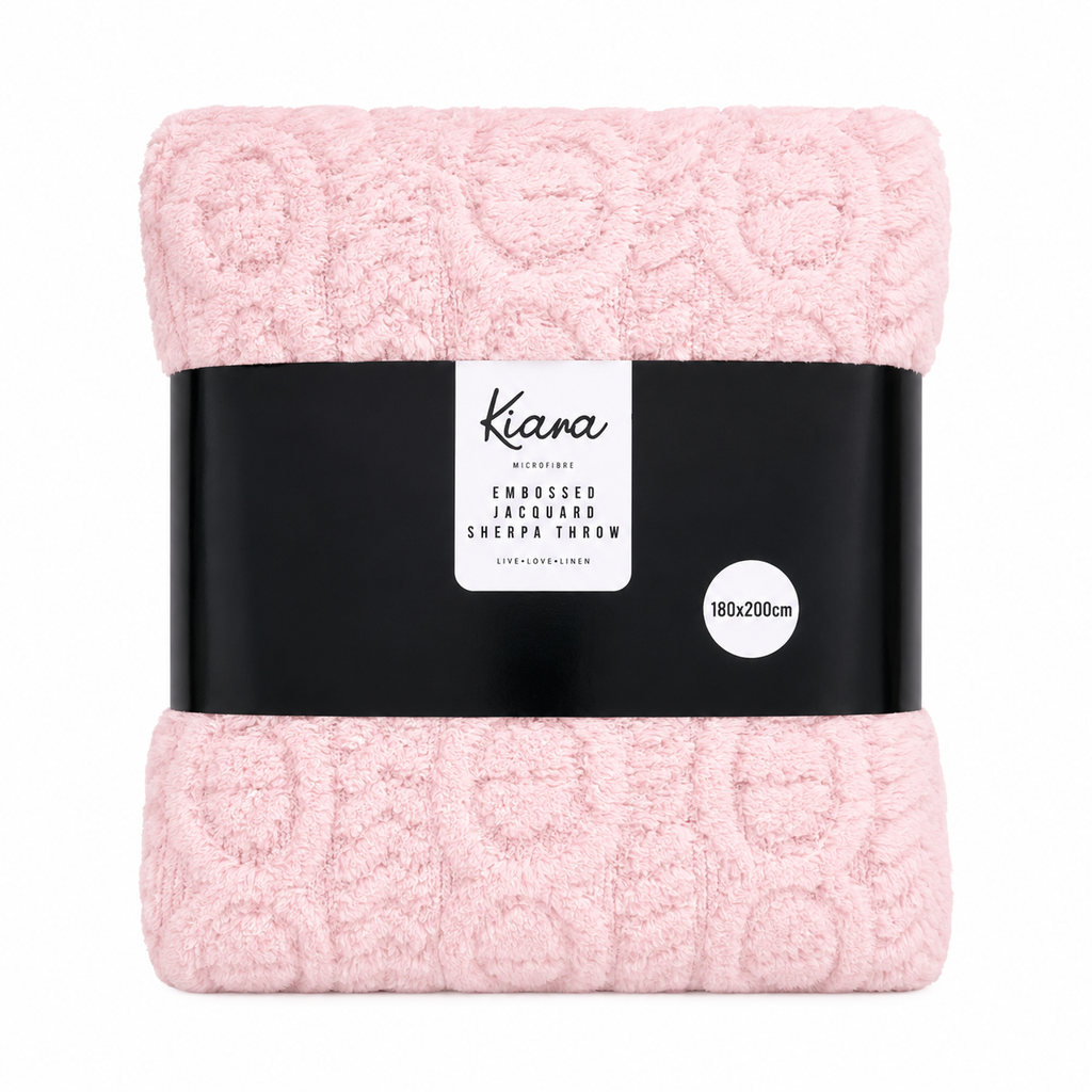 Kiara Embossed Jaqaurd Sherpa Throw - 180 x 200 cm