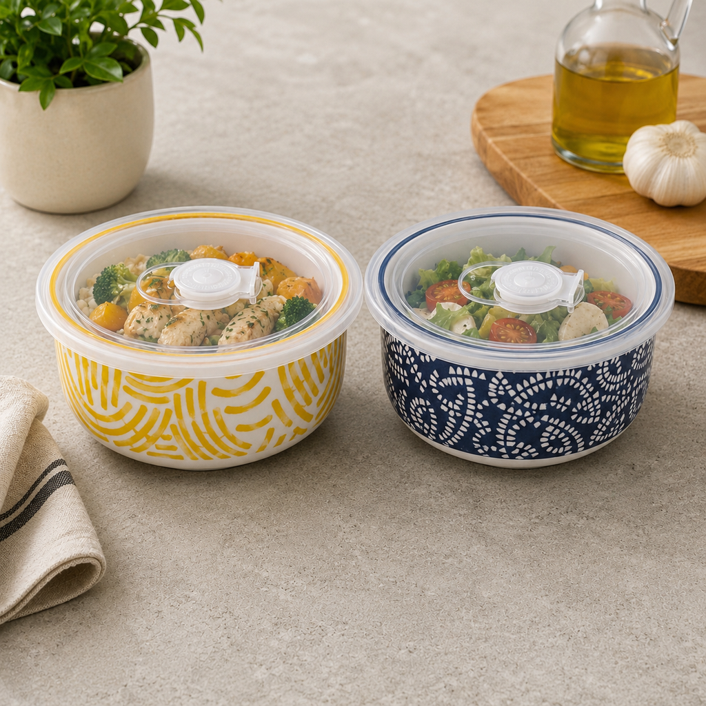 Danny Home Vibrant Ceramic Bowl With Lid