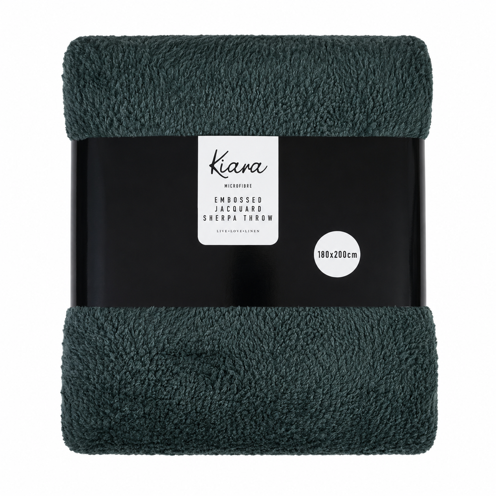 Kiara Embossed Jaqaurd Sherpa Throw - 180 x 200 cm