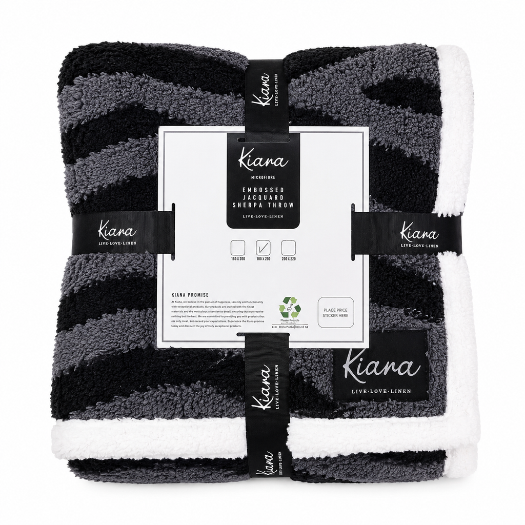 Kiara Embossed Jacquard Sherpa Throw - 180 x 200 cm