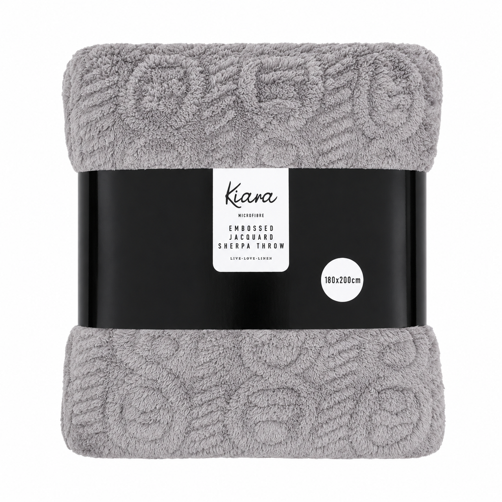 Kiara Embossed Jaqaurd Sherpa Throw - 180 x 200 cm