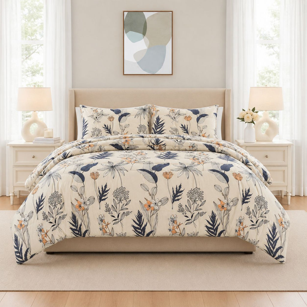 3PC Urban Printed Microfibre 80gsm Comforter - Floral Design (Seni)